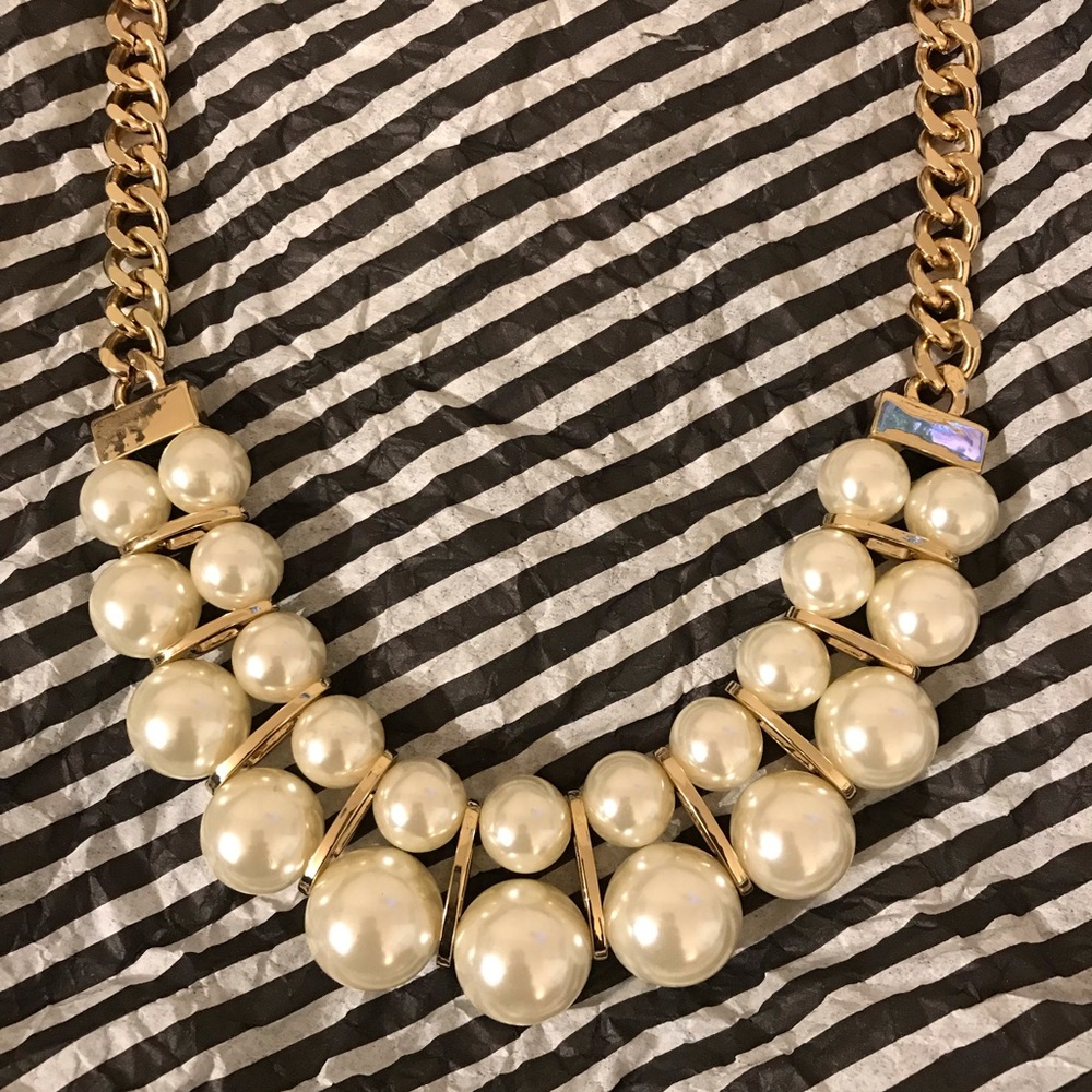 Pearl and Gold Statement Necklace